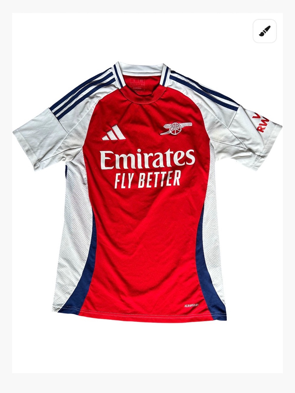 Saka 7 adidas Red & White Arsenal Football Jersey with Navy Accents